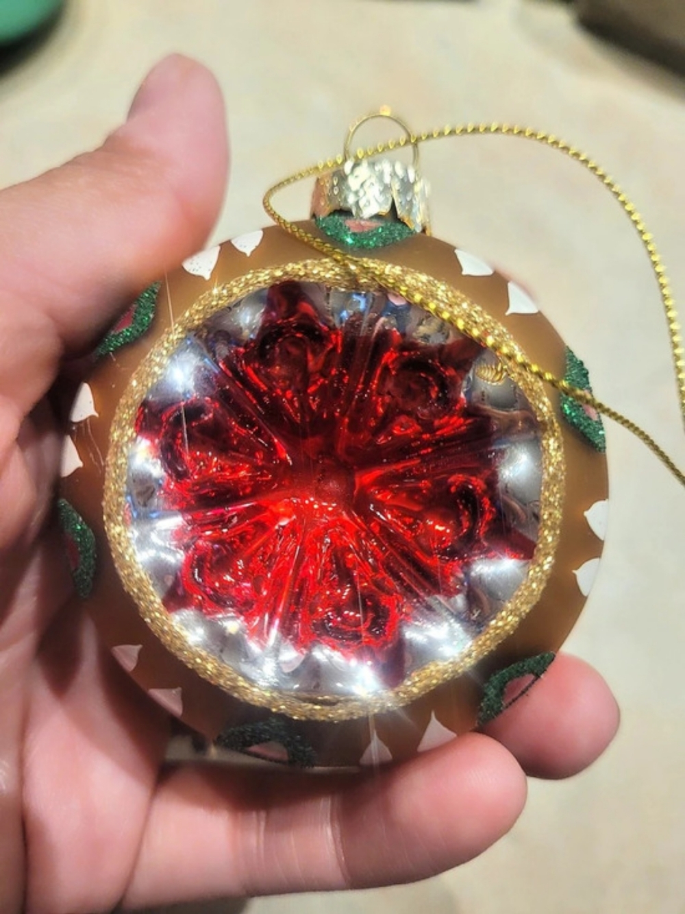 Vintage Glass Indented Holiday Ornament